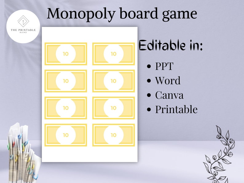 Blank Monopoly Board Game Template, Custom Monopoly Game, Party Game Printable, Instant Download ...