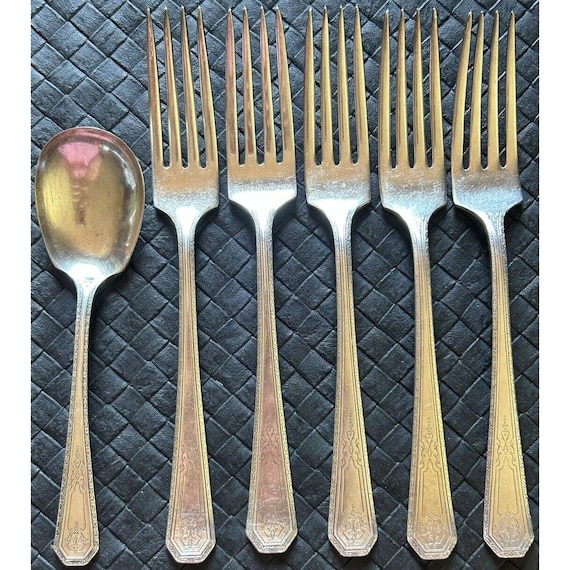 Wm Rogers シルバーメッキ食器セット：フォーク5本とスープスプーン