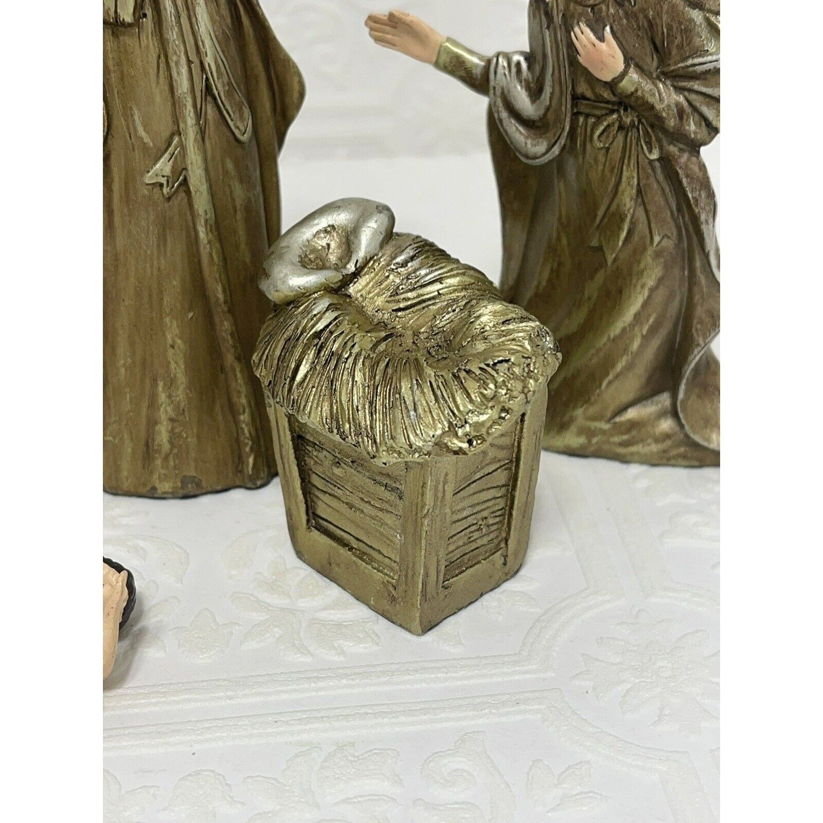 Set of 6 Gold Nativity Figured Baby Jesus Mary Joseph 3 Wise Men ...