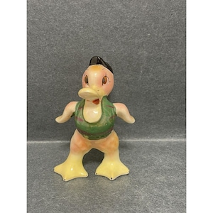 Vintage 1950s Anthropomorphic Duck Ceramic Figurine 5 Inch Made In Japan Kitschy