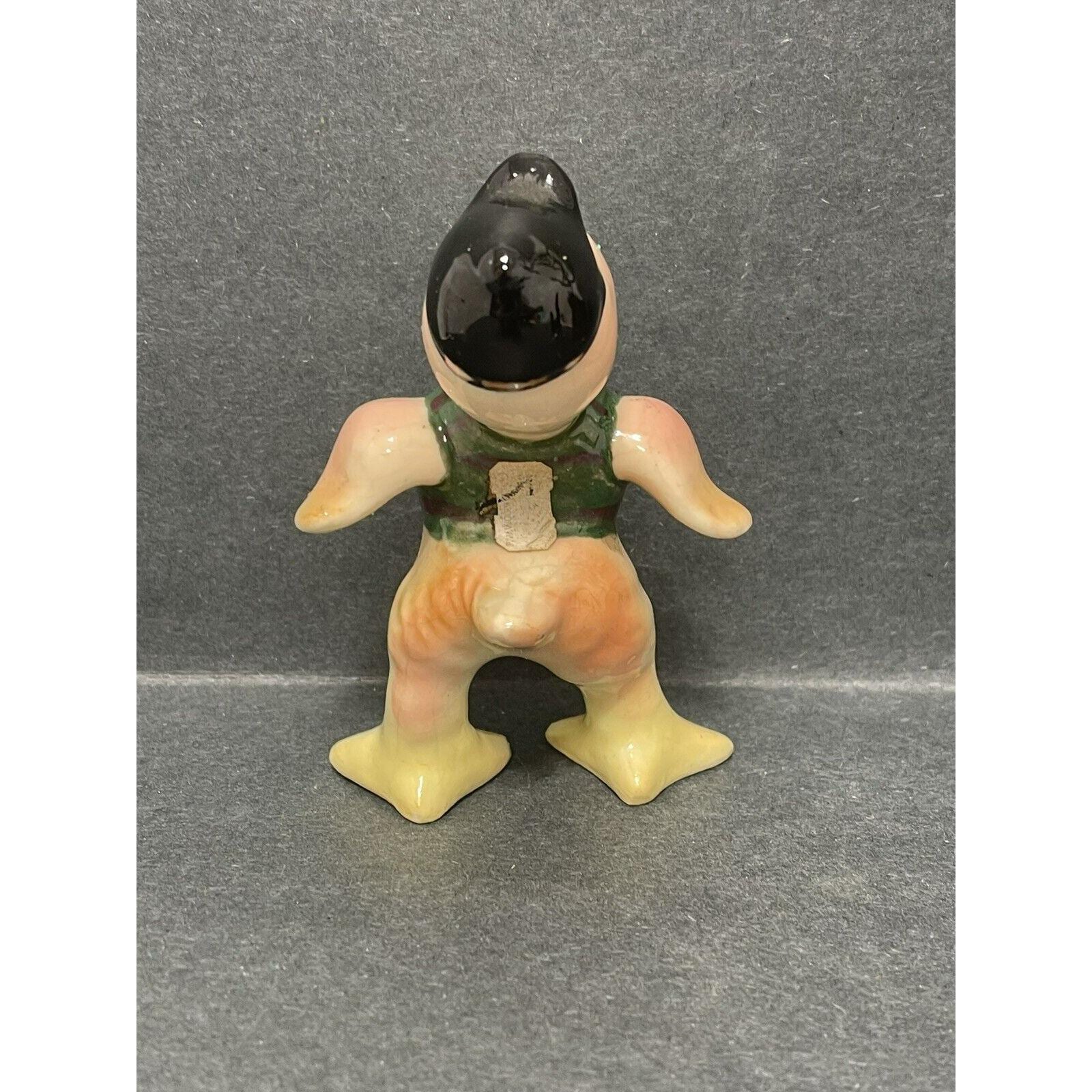 ヴィンテージ 1950 年代 擬人化アヒル 陶器 置物 5 インチ 日本