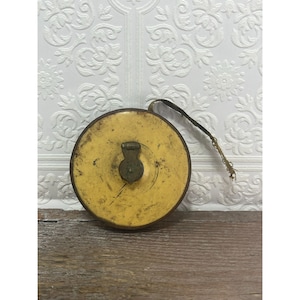 Vintage Lufkin 50ft Cloth Measuring Tape Yellow Metal Case