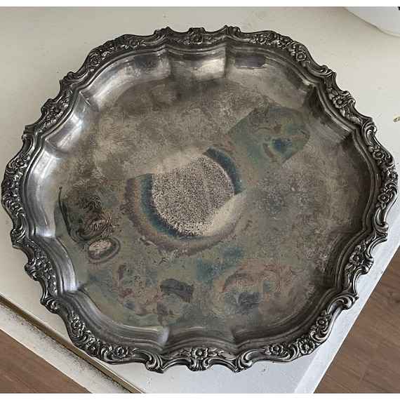 Vintage 14 Inch Footed Oneida Countess Silver Plate Tray by