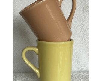 Vintage Homer Laughlin Denver Coffee Cups/mugs Sunflower Yellow & Apricot Fiesta