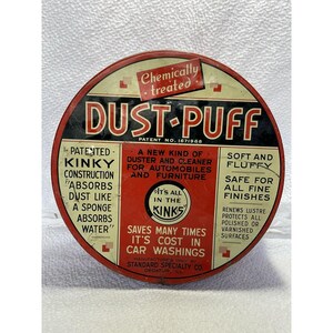 Dust puff tin 1940s advertising tin decor