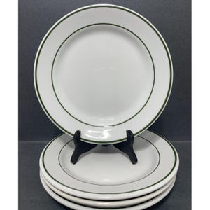 Vintage China Plate Lawrence Ware Dinner Plate Set Of 4 Green Rim 1 McNicol Restaurant ware diner ware