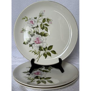 Crooksville China Company Dinner Plates Delmar Marie Set Of 3 Vintage 1950s VGUC