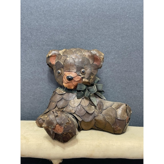 ヴィンテージオークブラウンテディベア カカオ豆の殻で作られた？ 刻印 