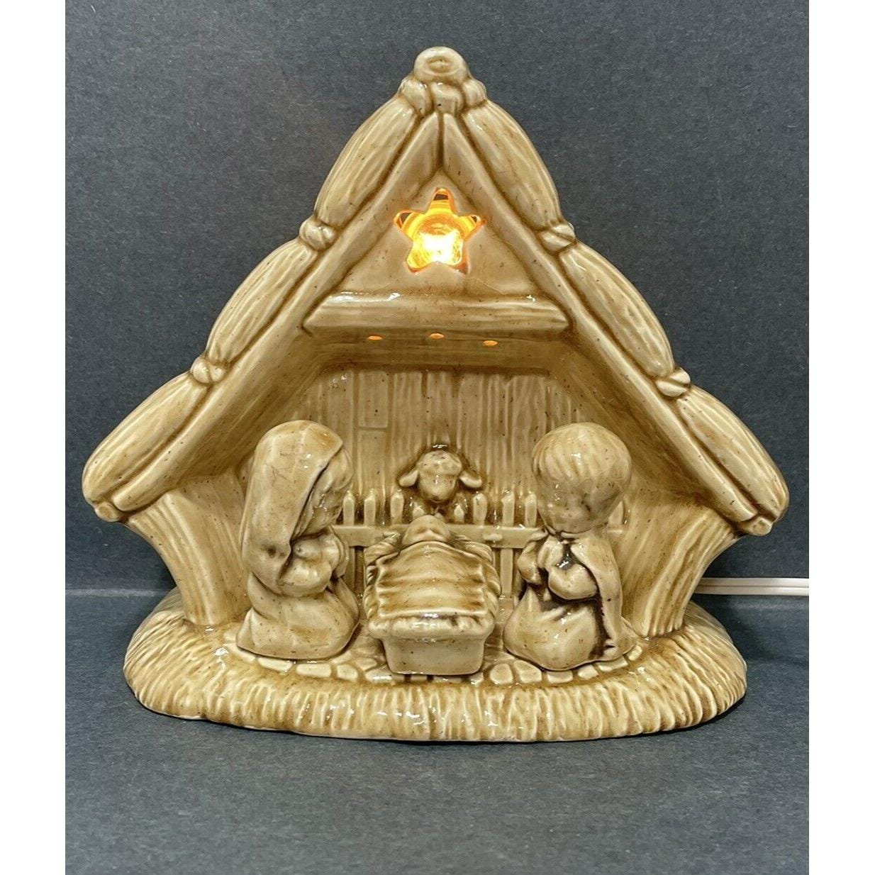 ヴィンテージ陶器製キリスト降誕シーン：7インチのクリスマス