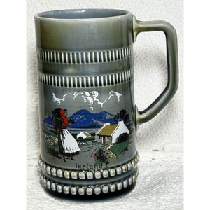 Vintage Irish Porcelain Stein/tankard Irish Countryside  Scene 1960s Large Size