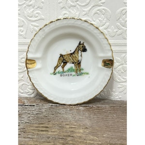 Vintage Cigarette Ashtray Boxer Dog- Japan  4&quot; - 3 Divots