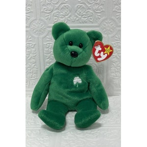 1997 Ty Beanie Baby Original Erin Lucky Shamrock Teddy Bear Beanbag Plush Toy