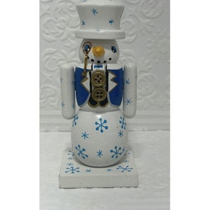 Conjunto de porta-cartões para boneco de neve, conjunto de madeira/6 vintage 2000, feriado de natal