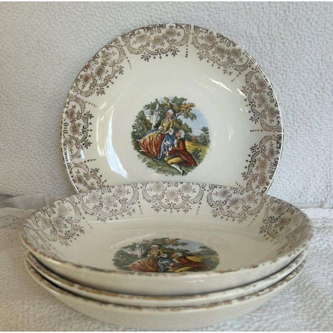 Sabin Bowls Warranted 22K Gold Set of 4 8 in Victorian Dancing Couple ...
