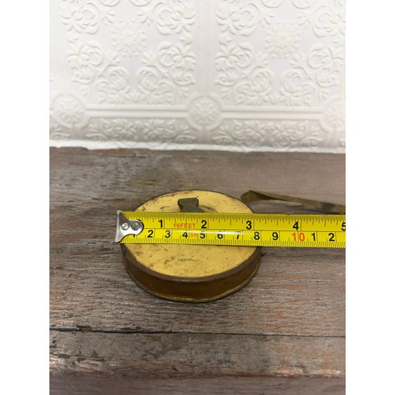 Vintage Lufkin 50ft Cloth Measuring Tape Yellow Metal Case 