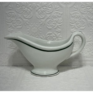 Vintage Carr China Restaurant Ware Gravy Boat: Green Stripe