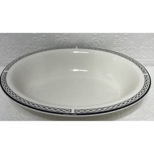 Buffalo China White w/ Black Rim Design Restaurant Ware Oval SERVING BOWL 10 Inch  Heavy duty