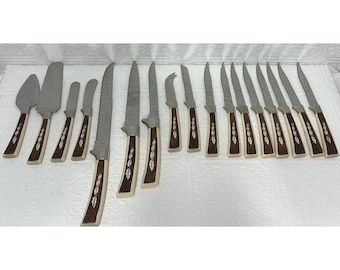 Vintage Regent Sheffield Stainless Steel England Cutlery Set Leaf Design 17 Pcs.