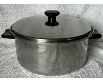Vintage Sears Heat Core Stainless Steel 5 QT Stock Pot with Lid