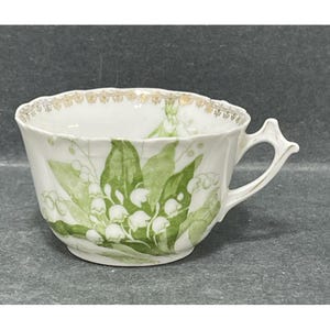 Antique Dainty Lily Of The Valley Fine China Demitasse Teacup Tea Cup unmarked but very old 1800s