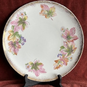 Antique Sevres China 10” Dinner Plate 1900-1908. Fall leaves pattern made in France.