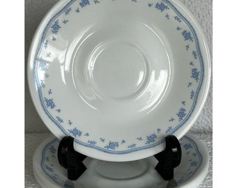 Corelle Morning Blue Saucer Plates - Set of 4 Floral Dinnerware