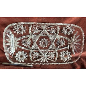 Vintage Anchor Hocking Early American Prescut 12&quot;  Serving Dish  Clear Glass