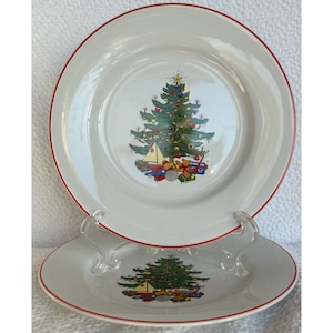Cuthbertson American Christmas Tree c2001 Set von 2 Brottellern 6 1/2 ”EUC