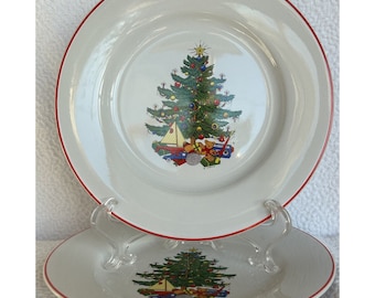 Cuthbertson American Christmas Tree c2001 Set Of 2 Bread Plates 6 1/2” EUC