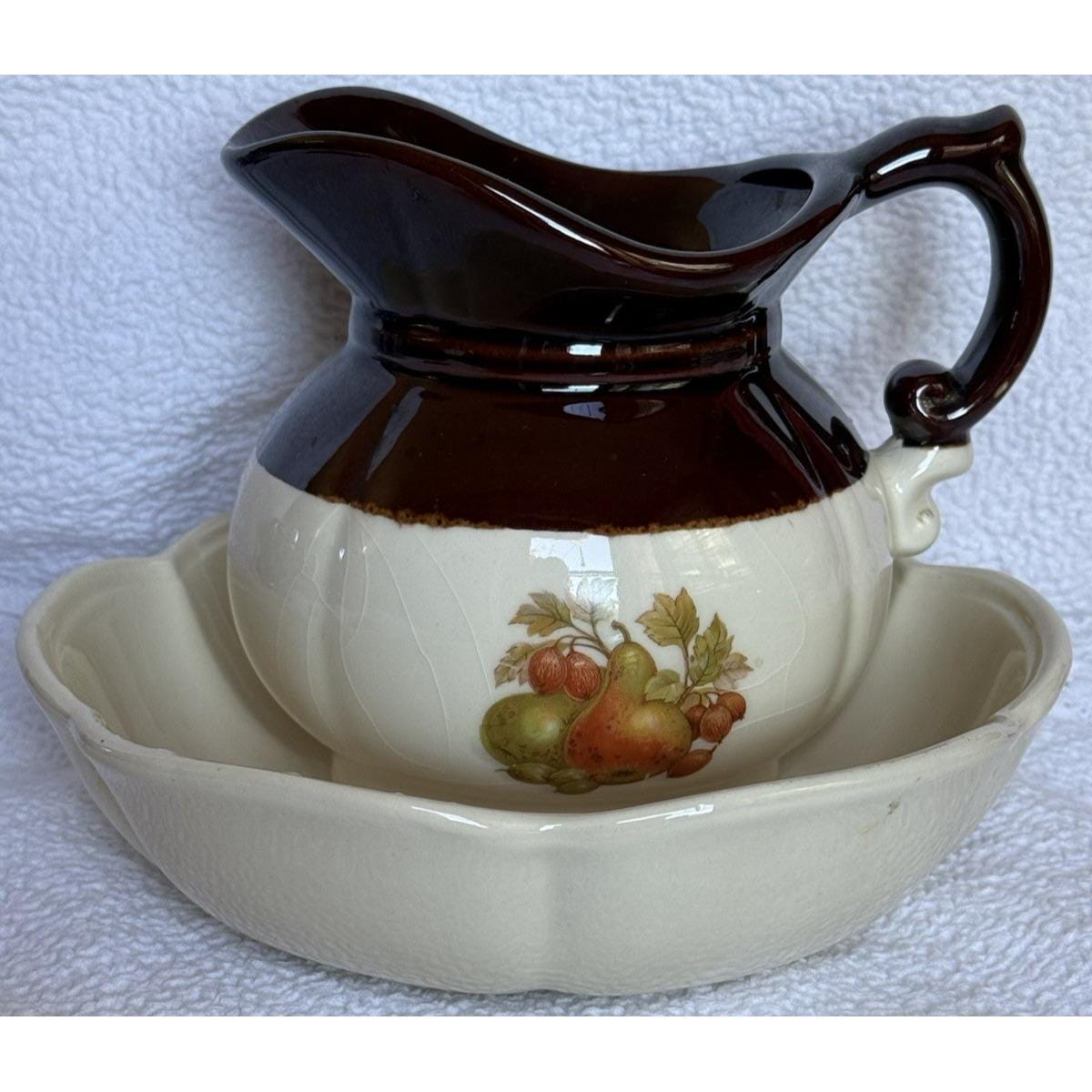 Vintage Mccoy USA Pottery Pitcher and Bowl Set 7528 Produced 1979