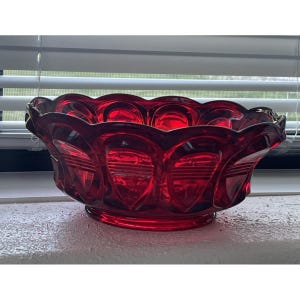 Vintage Fenton Ruby Red Round Edge Bowl 8 Inch Candy Dish Compote