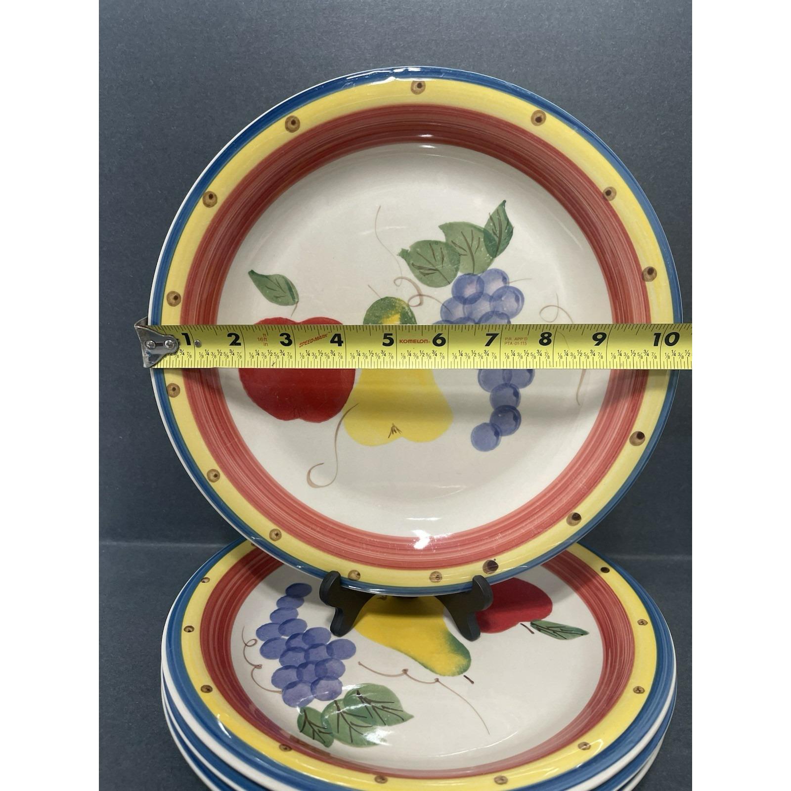 Philippe Richard FRUITA MISTA Dinner Plates Lot Stoneware Set of 4