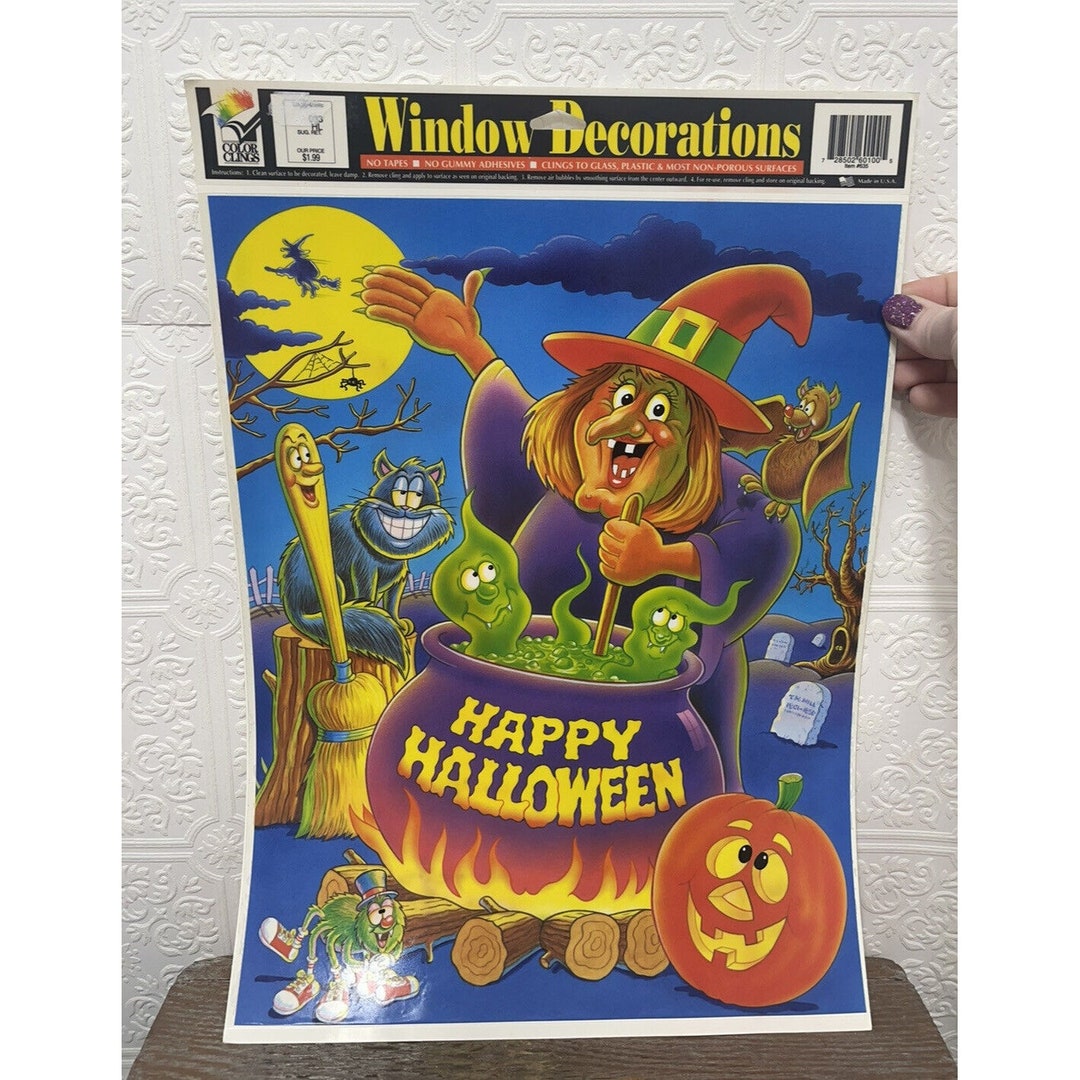 2 ヴィンテージ 魔女 ハロウィン ウィンドウ ステッカー