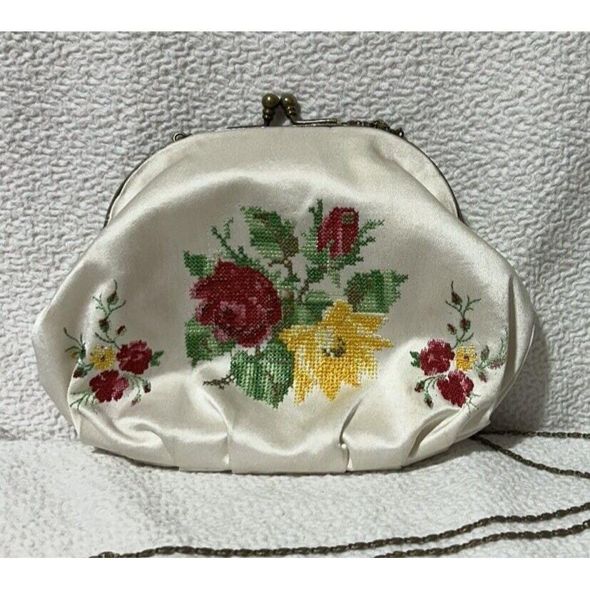 Silk Pouch Bag Made In India Vintage Needlepoint Bag Dainty Chain Strap