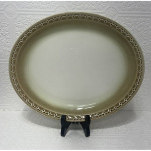 Syracuse China Oval White Brown Green Rim Serving Plate Platter Restaurant Ware