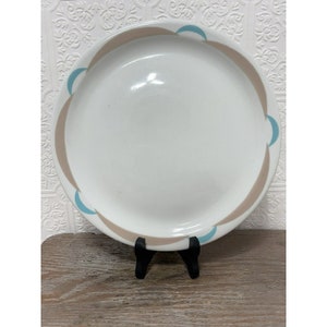 Shenango China 10 Inch Plate Sea Foam Green And Tan Design Vintage Mcm Design