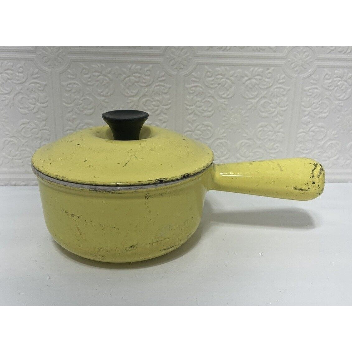 Vintage Le Creuset Yellow Cast Iron Sauce Pan #14: 1QT Decor