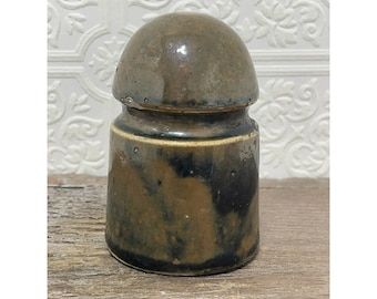 Vintage Brown Porcelain Ceramic Telegraph / Telephone Insulator Small Sized