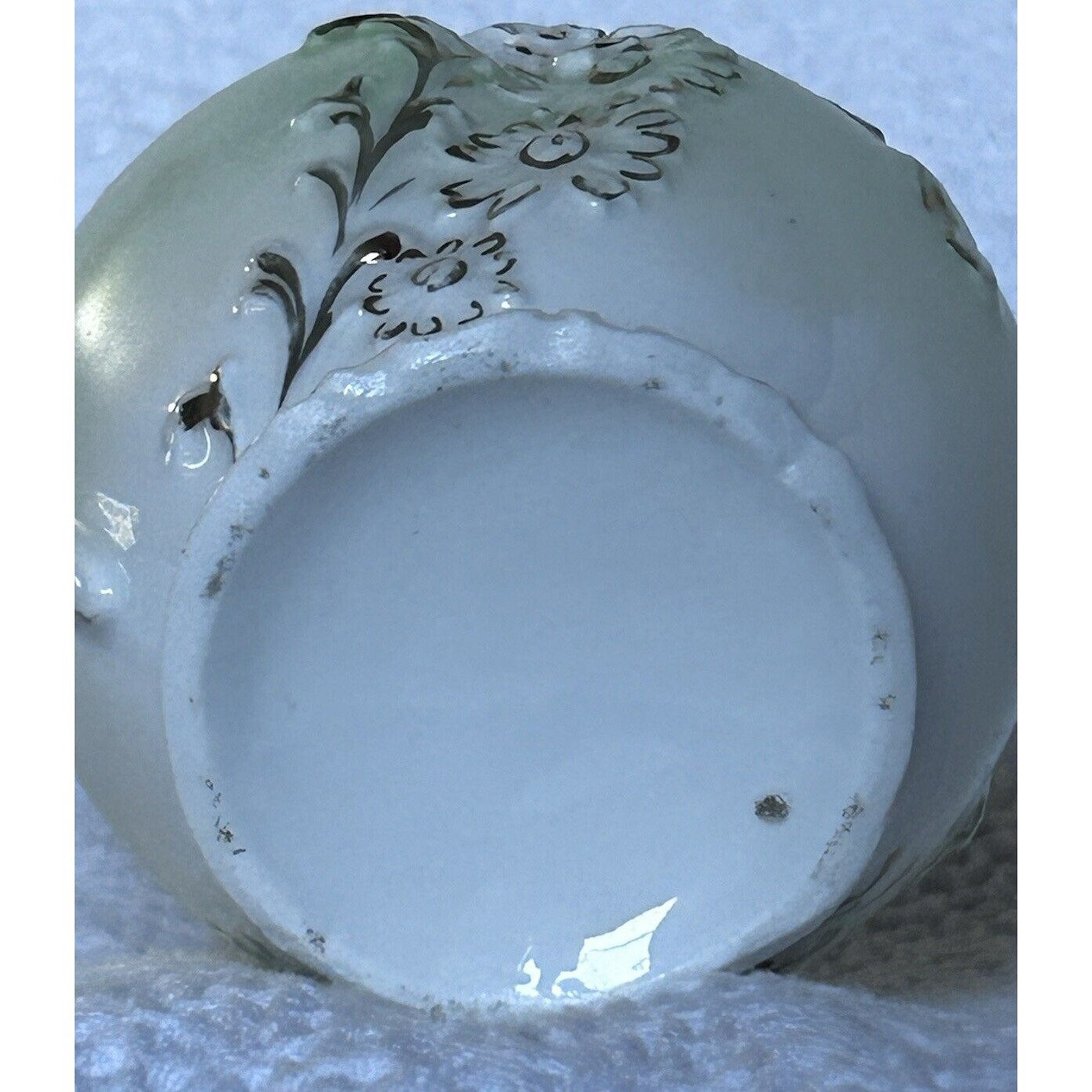 Antique Eggshell Porcelain Tea Cup: Scalloped Mint Green With Gilded ...