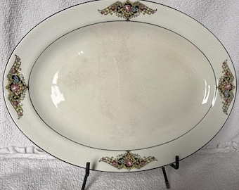 Vintage Floral Platter: Large Oval Serving Dish (13.5 x 10 inch)