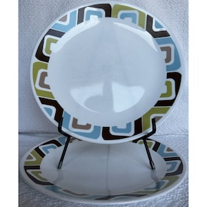 Corelle Squared Geometric Set Of 2 Dinner Plates