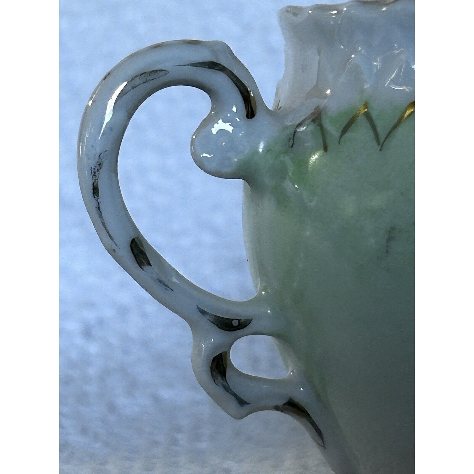 Antique Eggshell Porcelain Tea Cup: Scalloped Mint Green With Gilded ...