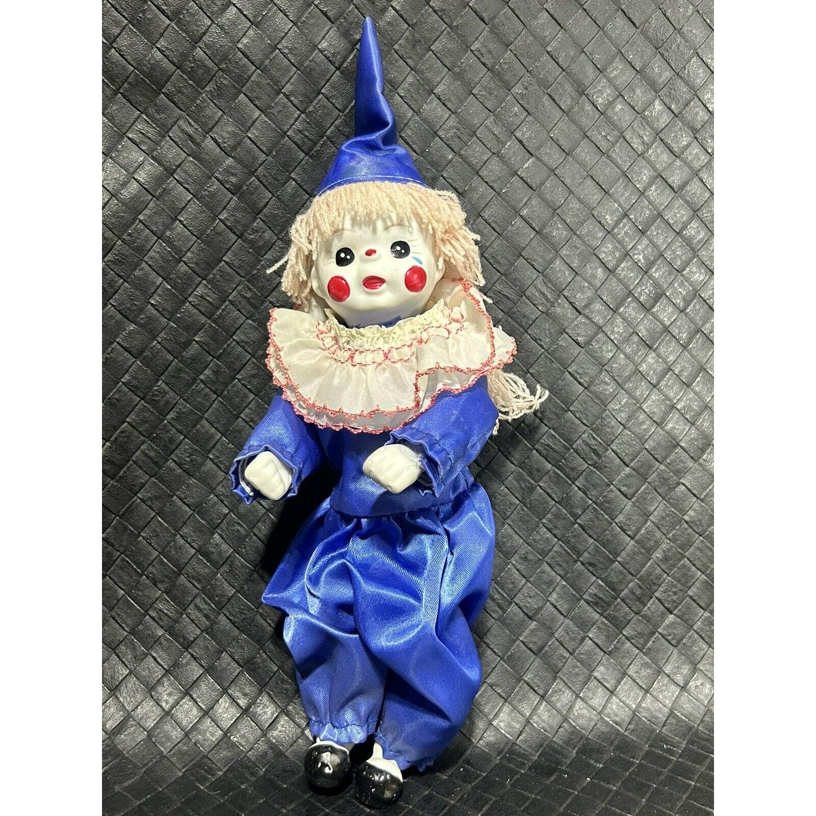 ヴィンテージ セラミック 磁器 ピエロ 青 白 コスチューム グラニー