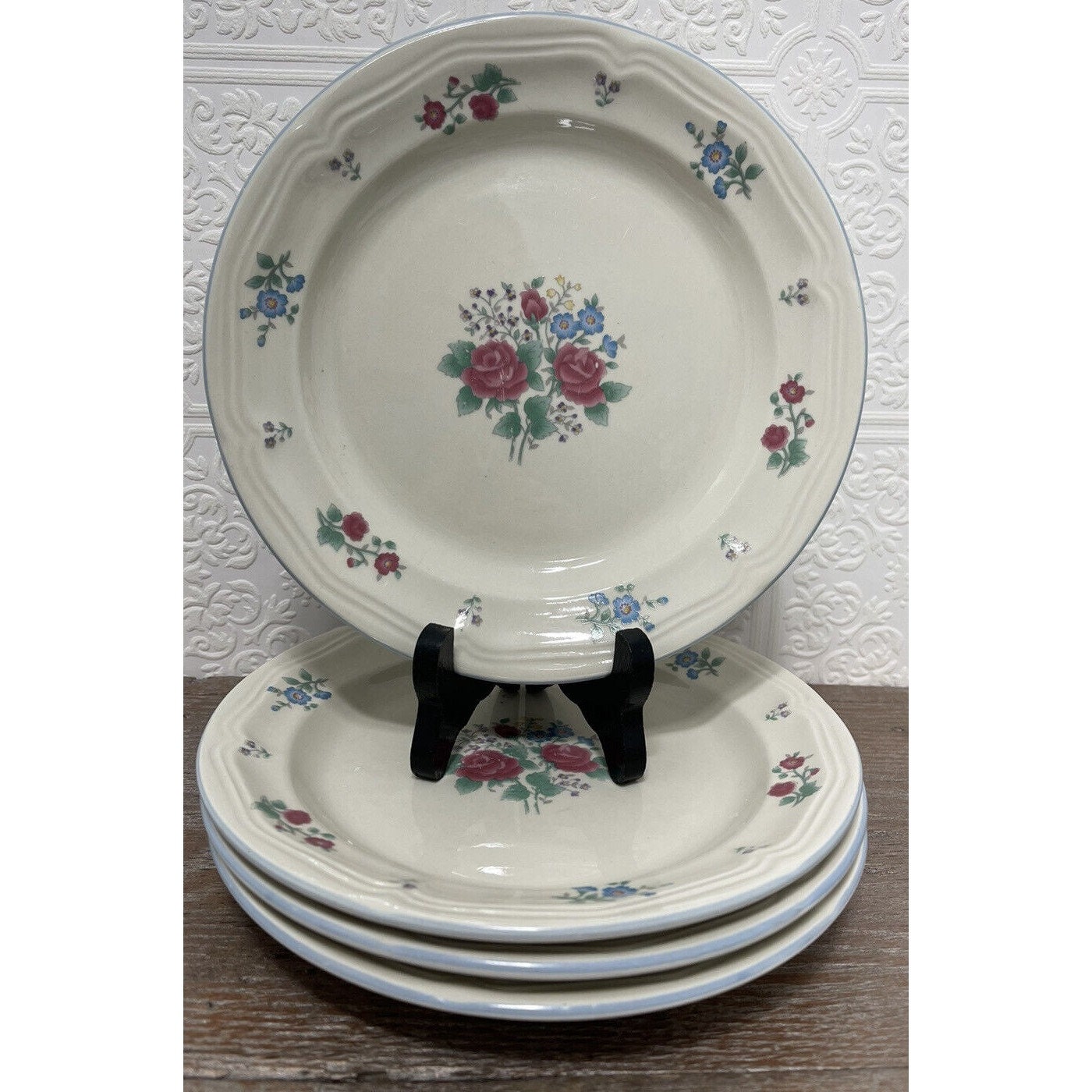 Vintage Gibson Designs Stoneware Salad Plates - Chateau Floral Set