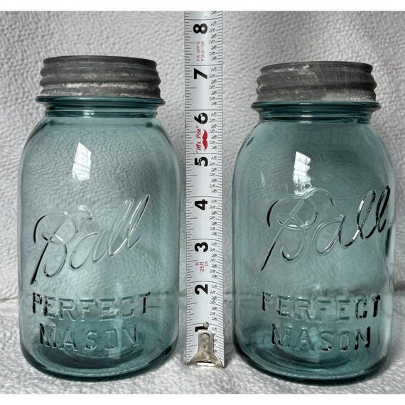 Ball Canning Jars 2 Perfect Mason 1 Quart Mold #2 & #3 Vintage