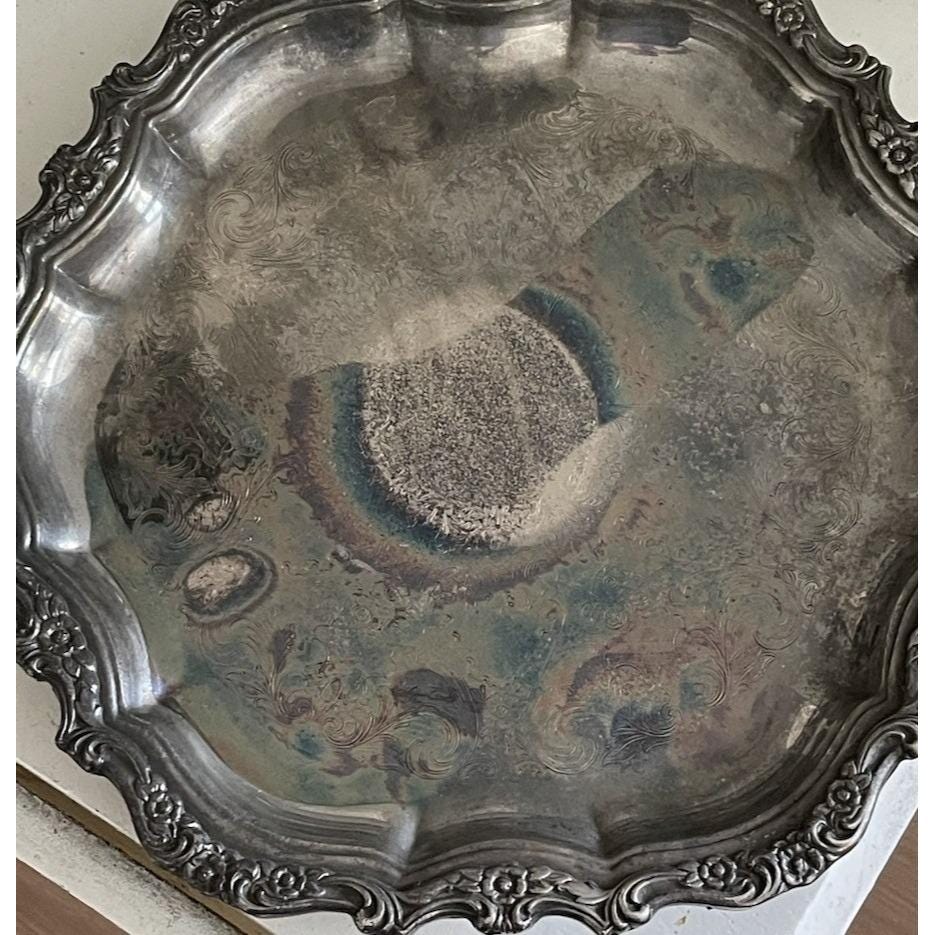 Vintage 14 Inch Footed Oneida Countess Silver Plate Tray by