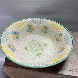 Antique PORCELAIN SERVING BOWL - unmarked, old antique beautiful bowl. An absolutely gorgeous, old bowl! Beautiful unique pairing of colors.
