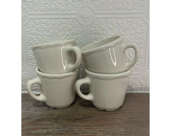 Vintage Homer Laughlin Ceramic Coffee/ Tea Mug cup Off White Ceramic Set of 4