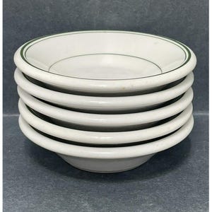 Sterling China Vitrified China Berry Sauce Bowl Green Stripe 5 Inch Set Of 5
