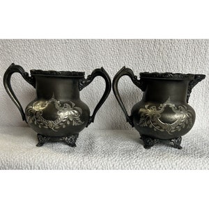 Vintage Queen City Silver Co. Quadruple Plate Sugar Bowl & Creamer No Lids